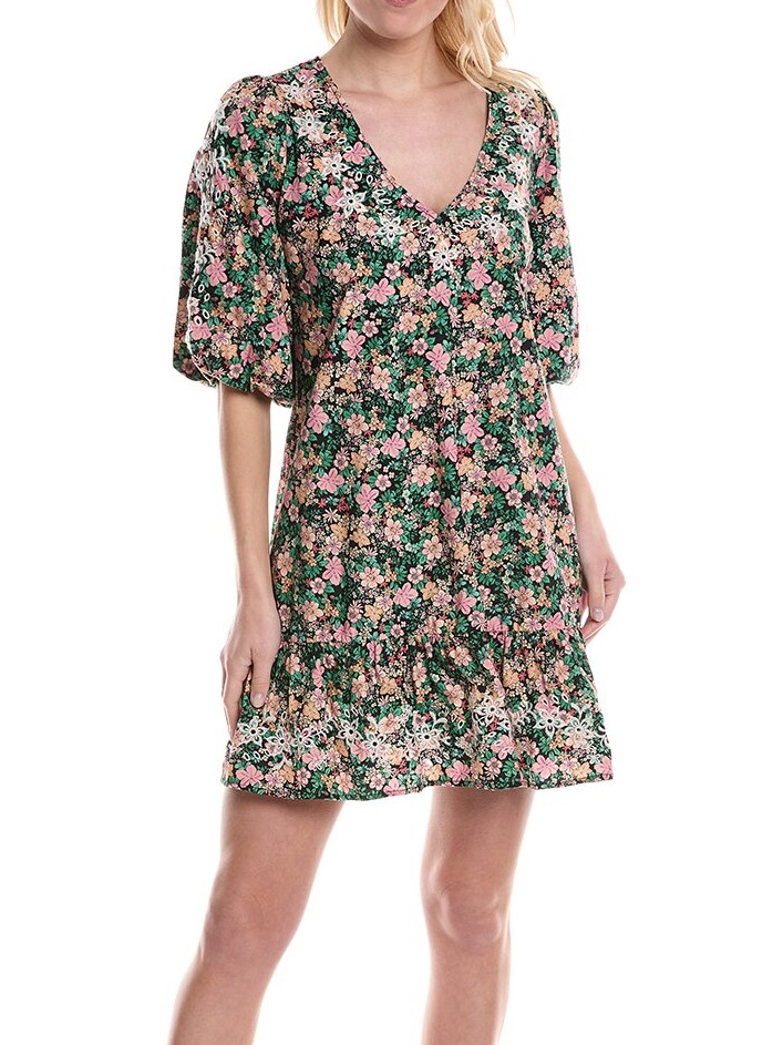 Nwt Johnny Was Rebekah Poplin Floral Mini Dress Boho Festival Embroidered Medium